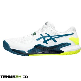 تصویر کفش تنیس مردانه اسیکس Asics Gel-Resolution 9 Clay- سفید/زرد 