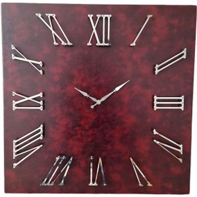 تصویر ساعت دیواری مربع چرم 60 سانتی - بژ Wallclock decoparsi