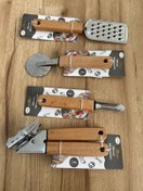 تصویر مجموعه ابزار آشپزخانه استیل دسته چوبی - پک ۴ عددی 