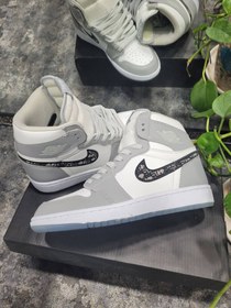 تصویر نایک ایر جردن ۱ ساقدار دیور طوسی Nike air jordan 1 high dior grey 