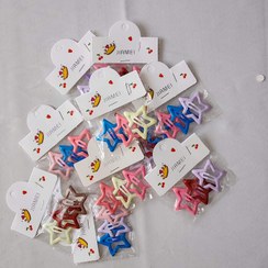 تصویر گیره تک تکی ستاره ای مینی سه تایی - انتخاب رنگ به صورت رندوم 