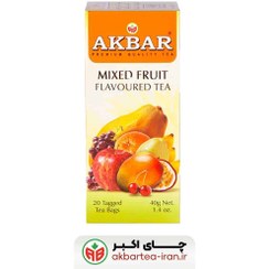 تصویر چای سیاه با طعم چند میوه اکبر کیسه‌ای 20 عددی 