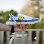 تصویر کفش مردانه مدل NB 827 (سفید آبی) Men's shoes model NB 827 (white and blue)