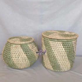 تصویر سطل برنج حصیری آجری دو رنگ 10 کیلویی - کد: 1 - 259 