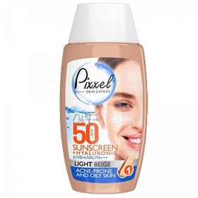 تصویر ضد آفتاب رنگی پوست چرب +SPF50 پیکسل رنگ بژ روشن Pixxel 