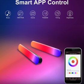 تصویر چراغ میز هوشمند Music Sync /برنامه Hexiher Hexiher Led RGB Light Bars,Smart Ambient Lighting Sync wtih Music,APP Control Compatible with Alexa and Google Home,TV LED Backlight Lamp 2 Pcs for Gaming Room,Bedroom,Home Theater,PC,Party Decor.