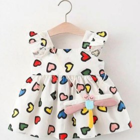 تصویر ست پیراهن دخترانه فانتزی و کیف تزیینی 