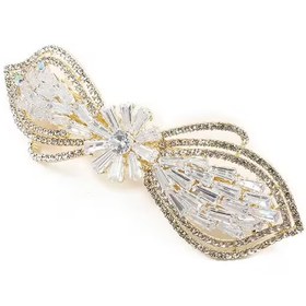 تصویر گل سر فلزی دخترانه فول نگین زایا طرح پاپیون طلایی 