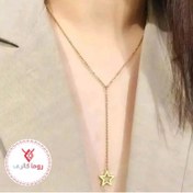 تصویر گردنبند زنانه ظریف ستاره جنس استیل رنگ طلایی 