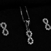 تصویر نیم ست نقره 925 عیار بی نهایت با روکش طلا سفید 