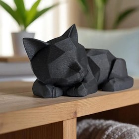 تصویر دکوری طرح گربه Cute Sleeping Low Poly Kitten 