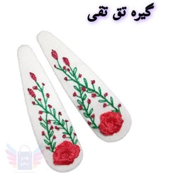 تصویر گیره سر تق تقی دخترانه گلدوزی شده T026 