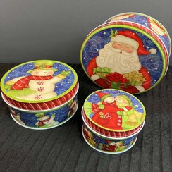 تصویر قوطی فلزی کریسمس 3 تیکه بابانوئل آدم برفی 413-13 