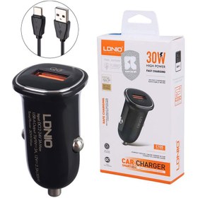 تصویر شارژر فندکی فست شارژ Ldnio C105 3A QC3.0 PD 30W + کابل تایپ سی Ldnio C105 QC3.0 PD 3A 30W Fast Car Charger