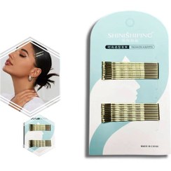 تصویر سنجاق مو ساده رنگ طلایی 