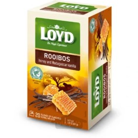 تصویر دمنوش گیاهی/چای رویبوس لوید با طعم عسل و وانیل ماداگاسکار 20 عددی Loyd Rooibos Honey & Vanilla دمنوش Loyd طعم عسل و وانیل 40 گرم 20 پک 20 عددی