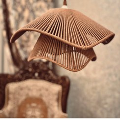 تصویر لوستر اتاق خواب بچگانه طنابی طرح رنگین‌کمان قطر ۳۵ - کرم / دوطبقه kids room rope lamp