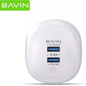 تصویر شارژر دو پورت + کابل اندروید باوین (bavin) مدل PC363Y 