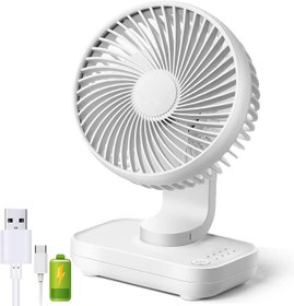 تصویر Panlom USB Desk Fan 5.434 Inch 4 Speeds Cooling Quiet Operation 90? Variable Tilt Wireless Small Rechargeable Table Fan Perfect for Bedroom Office (White) - ارسال 10 الی 15 روز کاری 