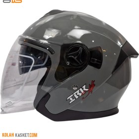 تصویر کلاه کاسکت بدون فک طوسی براق کد 608 Glossy gray helmet without jaw, code 608