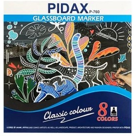 تصویر ماژیک گلس برد پیداکس مدل P760 بسته ۸ عددی ۸ رنگ 
