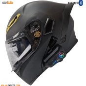 تصویر کلاه کاسکت بلوتوث دار مشکی مات QIKE با فک متحرک QIKE matte black Bluetooth helmet with movable jaw