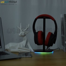 تصویر استند و پایه نگهدارنده هدست/هدفون با نورپردازی RGB Headphone Stand / Headset Stand with RGB Base 