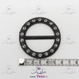 تصویر سگک مشکی دایره 4 سانت طرح نگین 