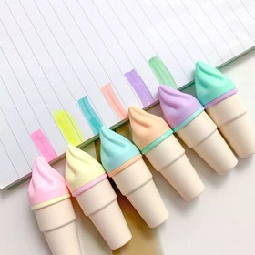 تصویر ماژیک علامت گذار مدل بستنی قیفی بسته 6 عددی Highlighter pen