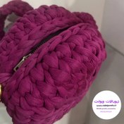 تصویر کیف دستی تریکو مدل گرد دستباف آسترکشی شده 