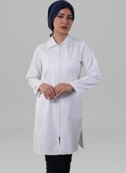 تصویر روپوش زنانه مدل زیپ دار Womens White Lab Coat Zipper