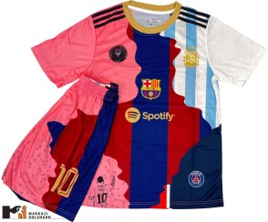 تصویر لباس فوتبال منتخب مسی سایز XL و L رنگ سفید 