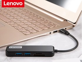 تصویر هاب و رم‌ریدر تایپ‌سی با 5 پورت لنوو Lenovo 5 in 1 USB-C HUB HDMI 4K EH05 ا Lenovo 5 in 1 USB-C HUB HDMI 4K SD TF Card Reader EH05 Lenovo 5 in 1 USB-C HUB HDMI 4K SD TF Card Reader EH05