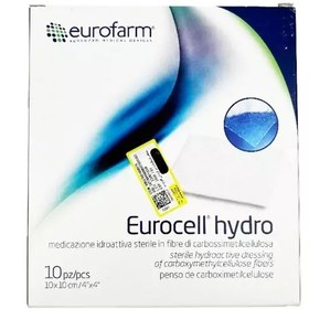 تصویر پانسمان یوروسل یوروفارم 10در10 در بسته بندی 10عددی Eurofarm Eurocell hydro 