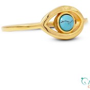 تصویر انگشتر طلا چشم نظر با سنگ فیروزه نیشابوری کد G385 