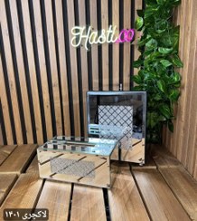 تصویر ست سطل و دستمال کاغذی مدل لاکچری آیینه ای 