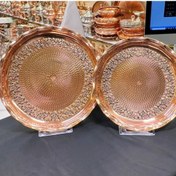 تصویر سینی مسی گلبرگ سایز ۲۸ سانت چکشی نانو شده 