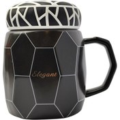 تصویر ماگ درب خط دار طرح چند ضلعی - رنگ: سفید 