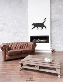 تصویر استیکر دیواری چوبی گربه 