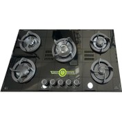 تصویر گاز رومیزی شیشه ای پنج شعله مشکی ای ال کن 