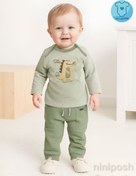 تصویر ست دوتیکه استین بلند با شلوار برند کوکالو(طرح تمساح سبز) 