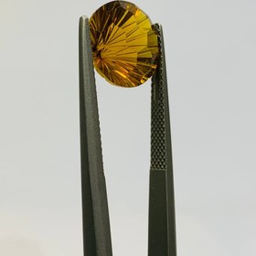 تصویر نگین سیترین طلایی اصل تراش كانكيو ليزركات سایز 12 میلیمتر 