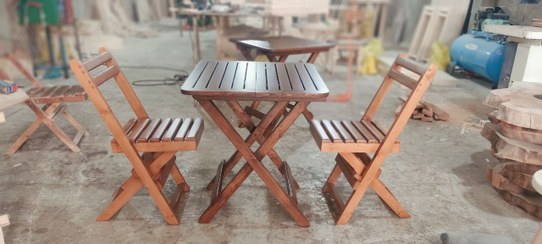 تصویر میز و صندلی تاشو 2 نفره چوبی 