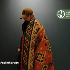 تصویر گلیم دستباف 4متری آنتیک مدل قشقایی کد 13789 antique qashqai kilim