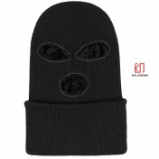 تصویر کلاه بافت زمستانی صورت پوش با داخل خز 