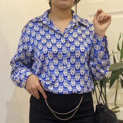 تصویر شومیز ساتن ابریشم آبی 