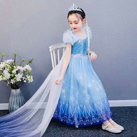 تصویر پیراهن پرنسسی دیزنی السا مدل آبی کاربنی 