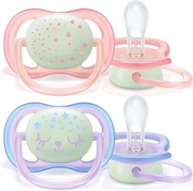 تصویر پستانک شب تاب اورجینال فیلیپس اونت ۰ تا ۶ ماه مدل UltraAir کد SCF376/12 Original Philips Avent Nightlight Pacifier 0-6 months UltraAir model code SCF376/12