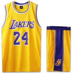 تصویر پیراهن و شورت بسکتبال زرد لیکرز مدل 2162 