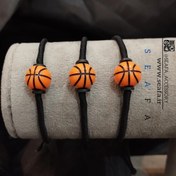 تصویر دستبند ورزشی بسکتبال _ توپ نارنجی - سایز 3 مخصوص مچ های بزرگ و آقایان / مشکی BASKETBALL BRACELET